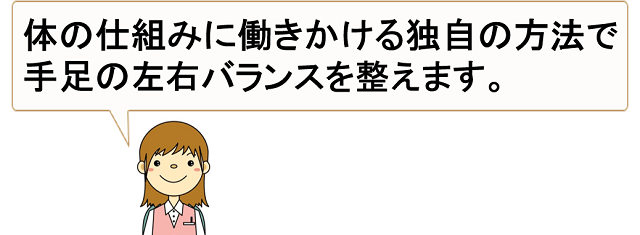 手足の左右バランスを整えます（しんそう療方）